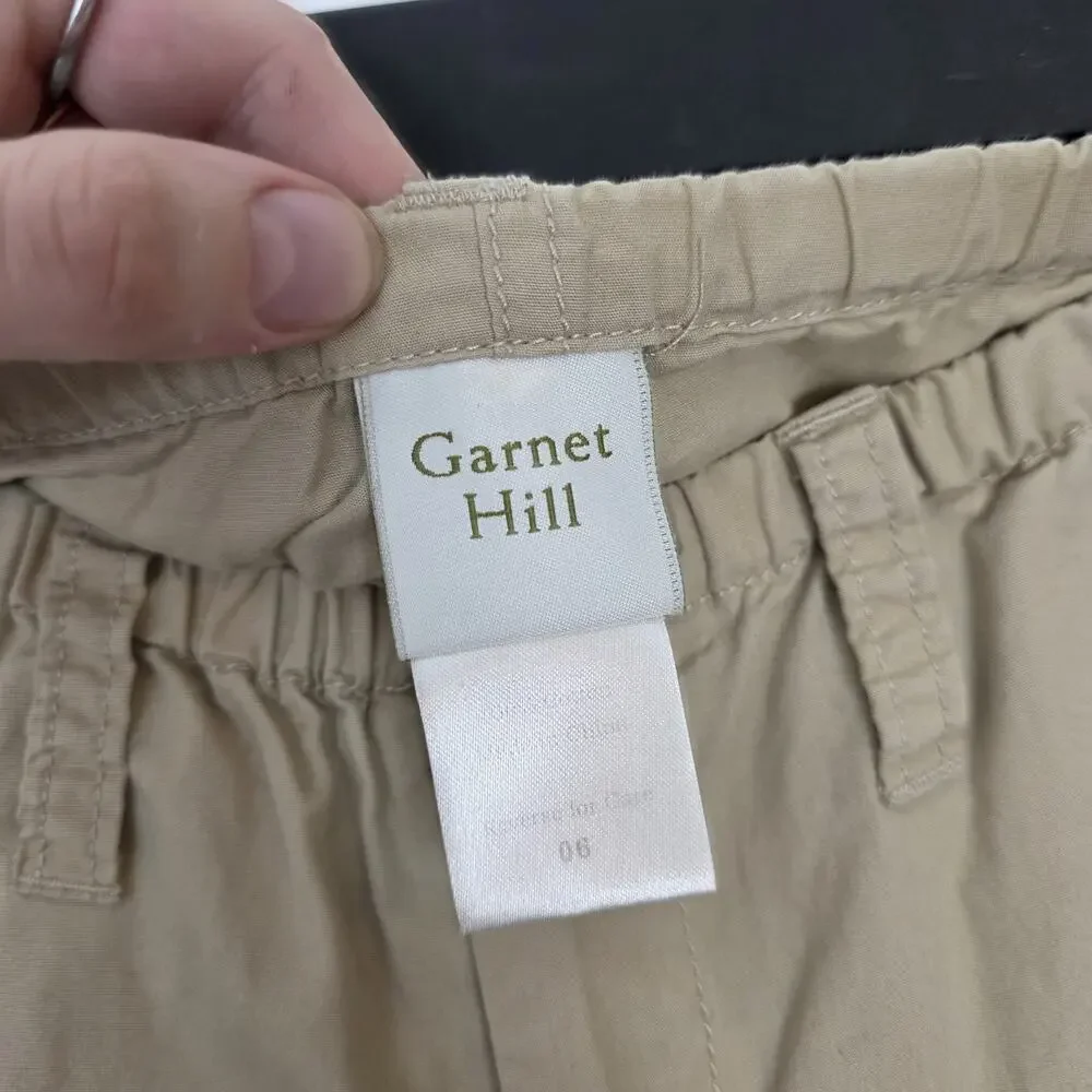 Garnet Hill‎ Tan Cotton Poplin Cinch Hem Cargo Grunge Utility Pants Size 6